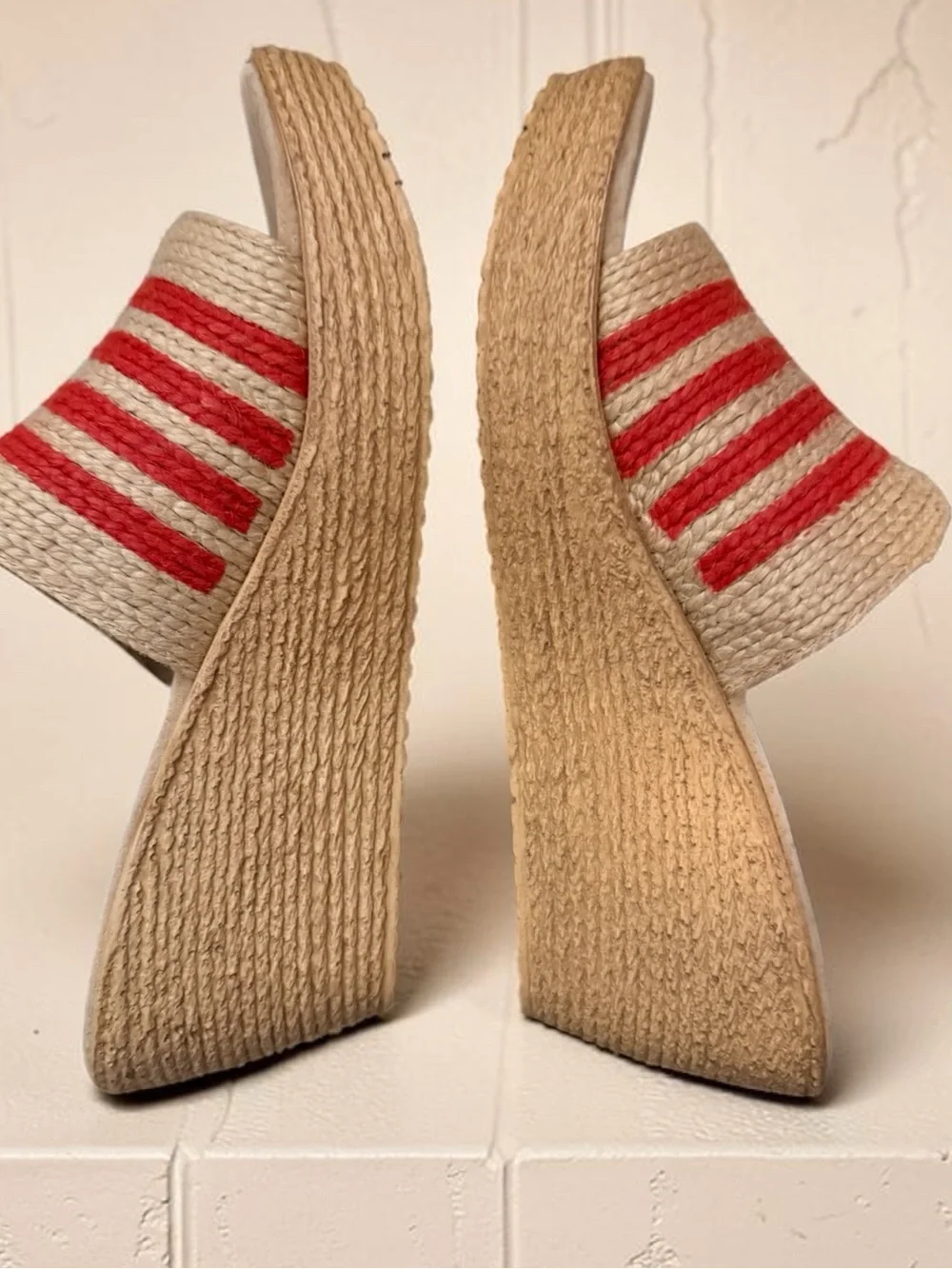 Sbicca Liberty Sandals Size 9 Red White Blue American Flag Espadrille Platform